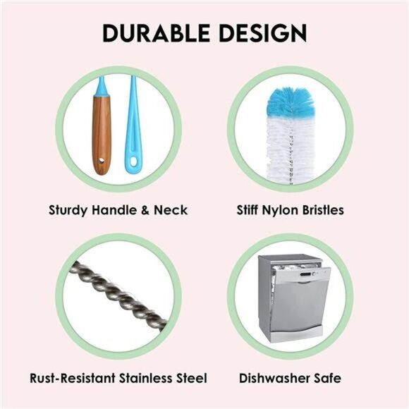 Turbo Microfiber Bottle Brush Cleaner Pack - Set of 5 Bottle Brushes - Picture 5 of 7